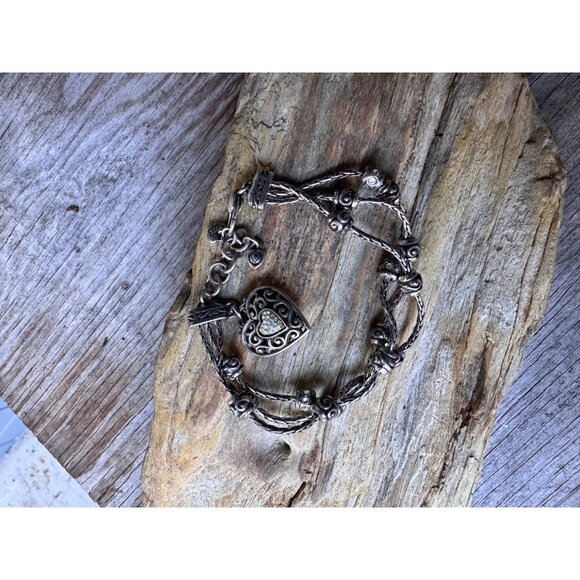 Brighton Jewelry - Brighton Reno Heart Dangle Charm Crystal 3 Strand Beaded Reversible Bracelet